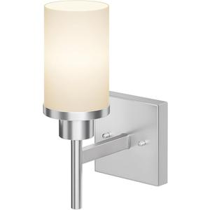 AONEON 4-Light Vanity Lighting Fixtures with White Frosted Glass Shade, Brushed Nickel Bathroom Wall Lamps Over Mirror for Bath Restroom Kitchen T001BR-L4