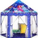 Monobeach Mermaid Princess Tent Girls Blue Large Playhouse Kids Castle Play Tent with Star Lights Gift Toy for Children Indoor and Outdoor Games