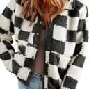 SHEWIN Jackets For Women Causal Sherpa Fall Jacket Loose Button Down Plaid Winter Coats, S
