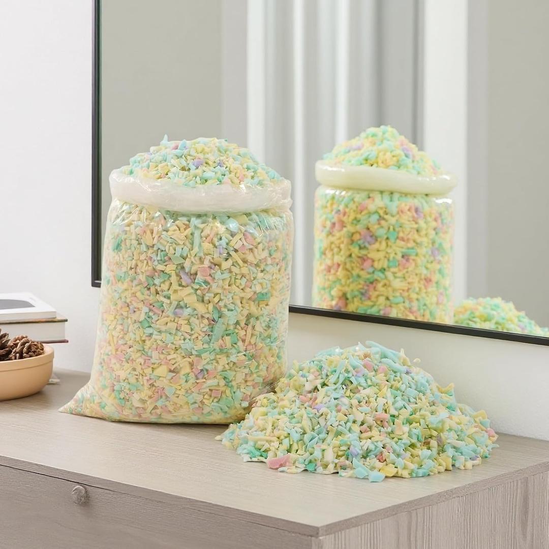 Louis Donn 8.8lbs Eco-Friendly Ultra-Soft Shredded Foam Filler - High Resilience Colorful Filling for Cushions, Car Seat Pads, Foot Rests, Pet Beds, Stuffed Animals, Pouf Ottomans & Arts Crafts