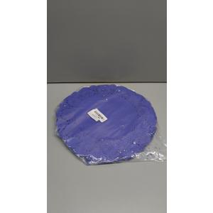 MCEAST 100 Pack Round Blue Paper Doilies 13.5 Inches Lace Place Mats Rustic Scallop Doily Disposable Paper Table Pads for Food Cakes Crafts Party Weddings Tableware Decor