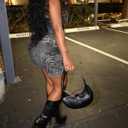 Women's Sexy 2 Piece Denim Outfits Off Shoulder Strapless Buttons Tops and Mini Cargo Skirts Club Sets (Black, S)