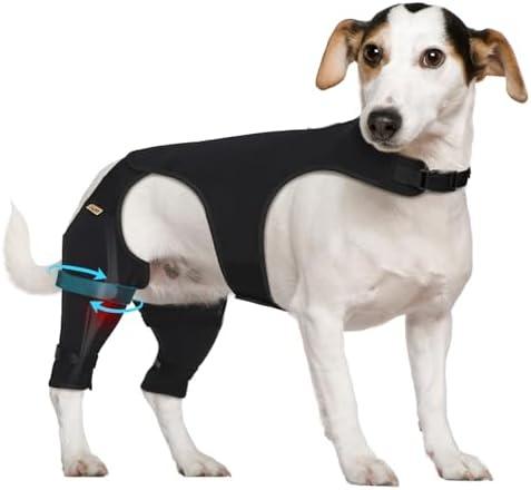 Supet Dog Rear Leg Sleeve to Stop Licking, TPLO Recovery Sleeve After Surgery for Post Surgery, ACL, Leg Wound Protection, with Belly Opening for Male Female Dogs(Jet Black, XL)