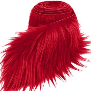 Dark Red 8x60Inch Faux Fur Shaggy Plush Faux Fur, Fabric Precut Strips Fluffy Fuzzy Faux Fur, Craft Beard Hair, Beard Miniature Dolls Rugs Mats Gift, Winter Halloween Christmas Costume Party Decor