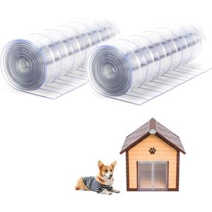 ClawJaw Dog Door Replacement Flaps, Dog House Flap-11.8" W x 4.1' L [2 pcs], Plastic Vinyl Door Strips for DIY Pet Door - Doghouse or Kennel Door Flap, Clear