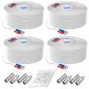 OOSSXX 4100 Feet 2-in 1 Video Power Cable BNC Extension Wired All-in-One Cables for HD-Analogo Security Cameras DVR (4 Pack)
