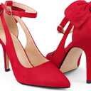 COLETER Womens Bow Knot High Heels Pointed Toe Stiletto Ankle Strap D'Orsay Pumps Bow Evening Dress Shoes 8