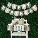 DCJHFJ Wild One High Chair Banner Felt Green Happy Birthday Banner Pre-Strung Birthday Party Decorations for 1st Birthday Decorations Boy
