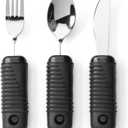 Mars Wellness Weighted Utensils Set - 3-Piece Heavy Duty, Stainless Steel Fork, Knife, and Spoon Adaptive Utensils Enhanced Stability While Eating for Elderly, Hand Tremors and Parkinson's Patients
