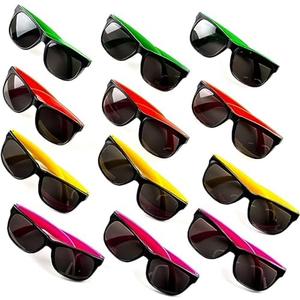 Neliblu 24 Pack Kids’ Neon Party Sunglasses Bulk with UV Protection – 80’s Style Kids Sunglasses Party Favors, Goodie Bag Stuffers for Children, Fun Gift, Bulk Pack in 4 Neon Colors