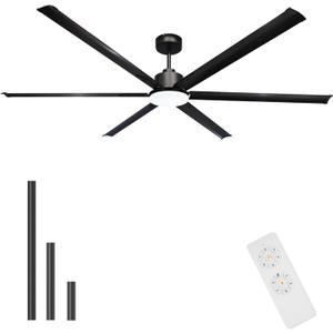 GESUM 84 Inch Ceiling Fans with Light, Industrial Ceiling Fan with 6 Aluminum Blades, Reversible, 6-Speeds, Large Ceiling Fan for Porch/Garage/Shop (Black)