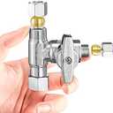 Tee Stop Valve Add-A-Tee Valve, 3/8" Compression Faucet T Adapter Connector Splitter for Dishwasher Washing Machine Toilet Supply Line(3/8x3/8x3/8)