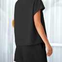 UNCLECAT Womens 2 Piece Lounge Sets Short Sleeve Tops and Shorts Travel Outfits Pajama Set with Pockets (Black, S)