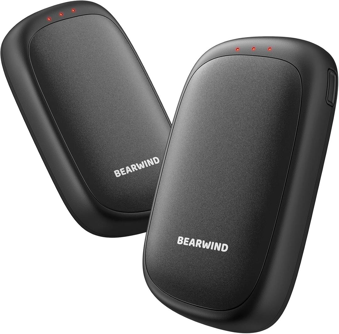 Electric Hand Warmers Rechargeable - 2 Pack Magnetic Pocket Heater Handwarmers with AI Chips, Portable Hunting Gear, Reusable Winter Essentials, Gift Ideas for Men, Women, Outdoor (Black)