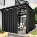 BONZER Waterproof Indoor/Outdoor Curtains for Patio Thick Privacy Extra Wide Grommet Curtains for Bedroom, Living Room, Porch, Pergola, Cabana, 1 Panel, 150"W x 95"L inch, Charcoal