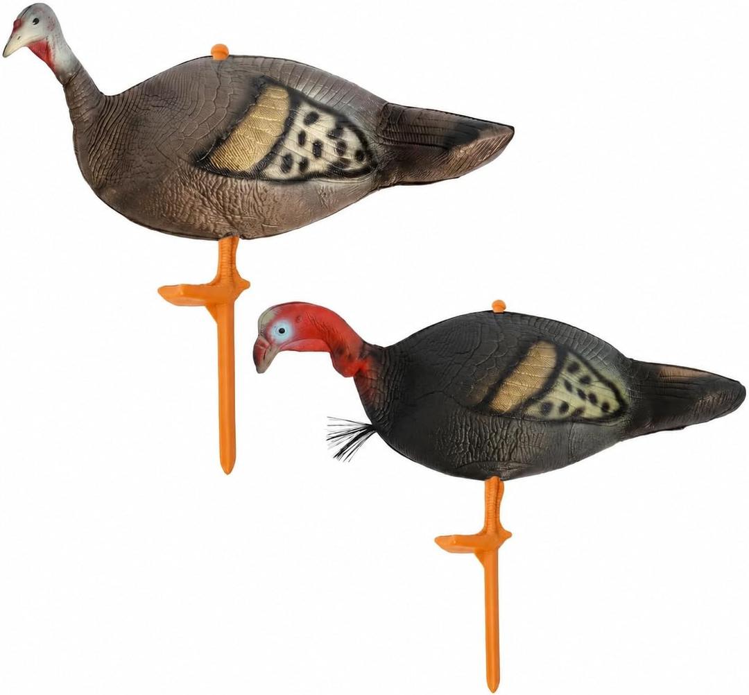Turkey Decoys for Hunting 2 Pack, Jake and Hen with Stakes