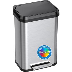 iTouchless SoftStep EXP 13.2 Gallon Step Pedal Trash Can Recycling Bin with Odor Filter Stainless Dent-Proof Plastic Lid Garbage Trashcan 50 Liter Home Office Bedroom Living Room Garage Wastebasket iTouchless SoftStep EXP 13.2 Gallon Step Pedal Trash Can Recycling Bin with Odor Filter Stainless Dent-Proof Plastic Lid Garbage Trashcan 50 Liter Home Office Bedroom Living Room Garage Wastebasket
