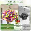 Elyum 2 Pack Artificial Hanging Flowers for Outdoors, Fake Flowers Artificial Petunias Hanging Baskets for Outdoors, UV Resistant Fake Hanging Plants Flowers for Outside Garden Patio Porch Decor