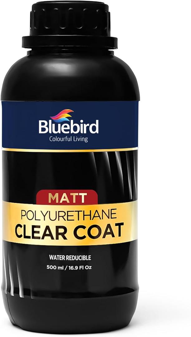Bluebird Polyurethane Clear Coat for Furniture, Paintings, Water-Based Professional Varnish (Matt, 16.9 Fl Oz)