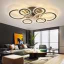 76CM Smart Ceiling Light with Fan DC Motor 6 Gear Reversible Bedroom Ceiling Fan with Lighting LED Dimmable Quiet Modern Living Room Lamp with Fan (Color : Black)