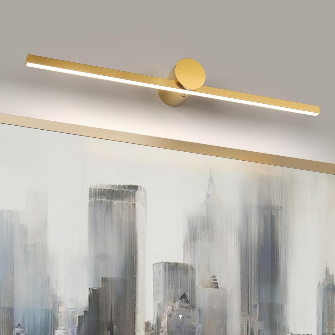 ZitoStory Battery Operated Picture Light for Wall with Remote,Minimalism Wireless Dimmable Art Lights for Paintings Rechargeable Gallery Light Artwork Lighting for Canvas, Portrait (Gold,23'' Inch)