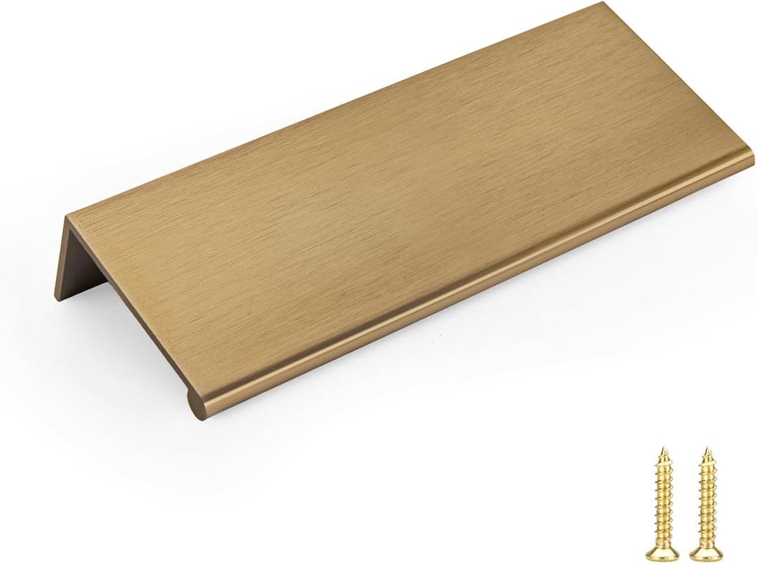 Goldenwarm 10 Pack Champagne Bronze Cabinet Pull Gold Finger Pulls, Brushed Bronze Edge Pulls for Cabinet Kitchen Cabinet Edge Pulls, 3in Cabinets Finger Pulls (3in 76mm) Hole Centers)