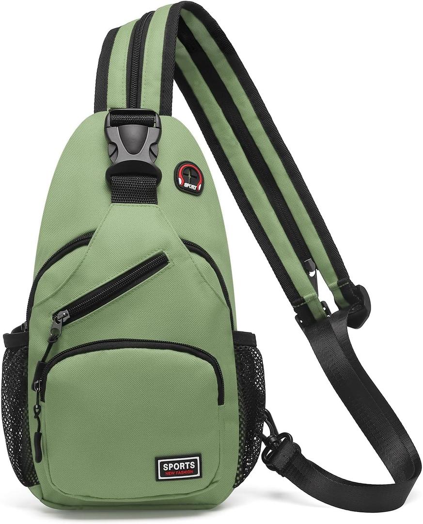 Convertible Sling Bags for Women Men, Lightweight Crossbody Backpack Daypack Fit for 7.9" Tablet for Casual Travel Sport Hiking (Green)
