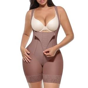 SHAPELLX Full Body Shapewear for Women Tummy Control Fajas Colombianas Butt Lifting Invisible Bodyshaper (Mauve Brown Medium)