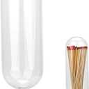 Extra Tall 11" Decorative Glass Matches Cloche Jar Decorative Match Holder Home Decor Glass Bottle with Wooden Stopper for Candle Matches Trendy Fireplace Display Decor