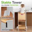 OCODILE Toddler Tower with a Sliding Door and 3 Adjustable Heights - Safe Toddler Kitchen Stool Helper with Support Feet - Updated Design for 18+ Months to 6-Year-Old Kids - White