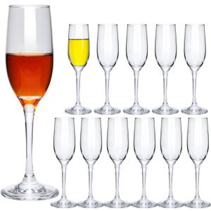6 oz Champagne Flutes Glass, Wine Flutes Set of 12, for Champagne, Wine, High-End Banquets, Parties, Bars, Weddings, Gifts (12pcs)