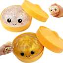 Lemoneon Glitter Dumpling Squishy Mystery Box 2 Pcs - 2026 Upgraded Dumplings Squishes for Adults Teens Squeeze Easter Basket Stuffers & Stocking Stuff Smiling White and Gold