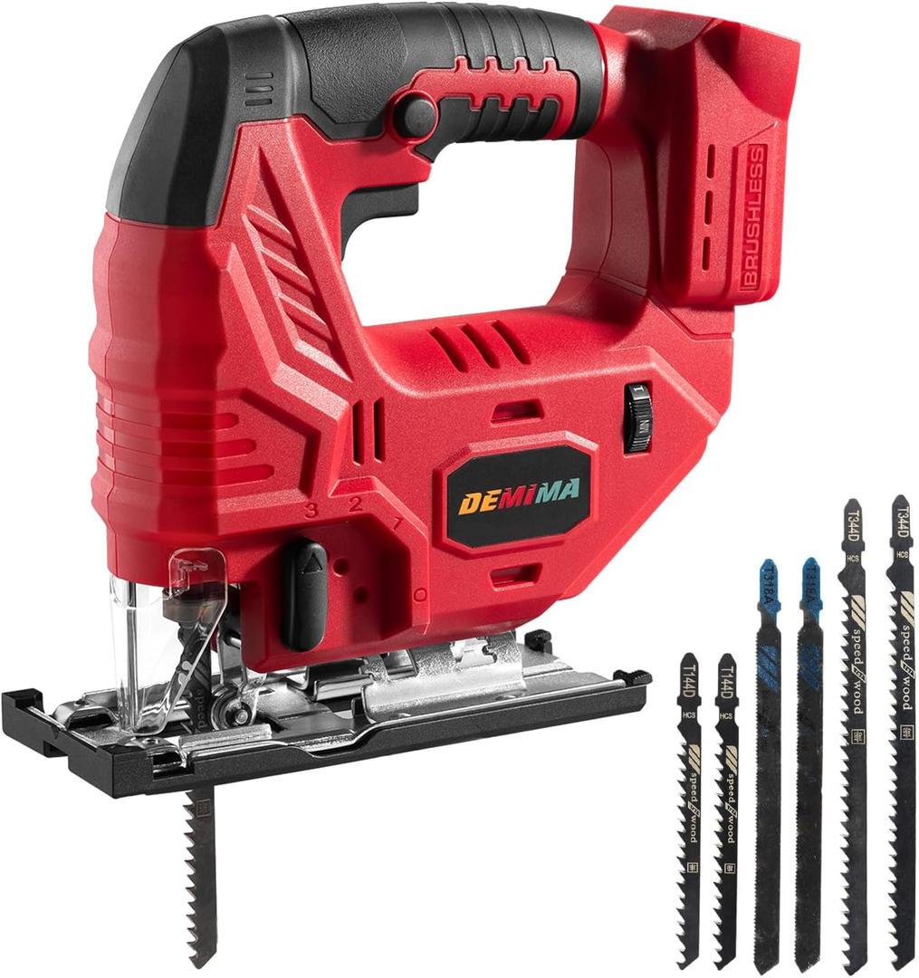 Cordless Jig Saw for Milwaukee M18 Battery, 7 Speed Variable Up to 3200RPM, LED Light, 45 Bevel Cuts, 3 Orbital Motions, with Jig Saw Blade for Straight/Curve/Circle Cutting(Battery Not Include)