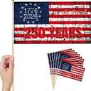 50 Pcs 250 Anniversary Small Stick Flags 250 Year American Anniversary flag Handheld Flag for Outside 4th of July Independence Day Patriotic Signs Hand Held Flags for Room House Welcome Lawn Backdrop Parade (C Flag, 50 Pcs)