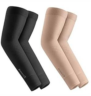 ProtectX 2 Pairs Sun Protection UV Cooling Arm Sleeves for Men Women, Breathable, Moisture-Wicking, Compression for Golf, Cycling, Football, Sports, Outdoor activities