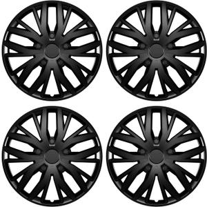 4 Pack Universal Hubcaps Replacement R14 14 inch, Steel Wheel Rim Cover for Most Auto, 14" 14 in Wheel Covers Hub Caps (Bright Black Color, 14 inch)