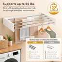 Wall Mounted Drying Rack Stainless Steel 31.5", Foldable Clothes Drying Rack with 4 Hooks & 5 Rods, Heavy Duty Outdoor Indoor Clothes Drying Rack for Apartment Bathroom Balcony Laundry Room
