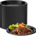 100PCS 7 Inch Black Paper Plates, Small Disposable Dessert Plates for Cake, Cookie, Appetizer, Heavy Duty, Solid and Eco-Friendly Party Plates for New Years, Weddings, Birthdays, BBQs, Dinner