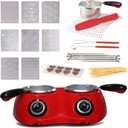 Total Chef Double Pot Chocolate Melter - Electric Candy Melting Hot Fondue Pot With 100+ Accessories, Serving 2 cup Dark & White Melted Chocolate For Dipping Party Desserts, 17.6 oz (500 g) Capacity