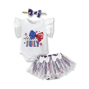 Mioglrie Preemie Clothes Girl Newborn Girl Outfits Infant Baby Girl Clothes Summer Romper Dress Shorts Set, 0-3 M