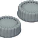 uxcell 2pcs Silicone Cake Pans, Round Cake Molds for Baking, Flower Shape Silicone Baking Molds for Cheese Cake, Chocolate Cake, Strawberry Cake Grey