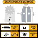 18 inch Chainsaw Chain & Bar Combo, 3/8" LP Pitch, 050" Gauge, 62 Drive Links Fits Poulan, Oregon, Craftsman, Echo, Homelite, Kobalt, Greenworks and More (4 Chains+ 1 Bar)