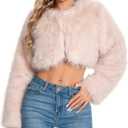 Fur Coats For Women,Plus Size Cropped Faux Fuzzy Jacket Fluffy Fall Coat. (XX-Large, Apricot)