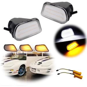 Clear Lens Switchback White/Amber DRL LED Turn Signal Lamp Replacement Compatible with 1998-2002 Pontiac Firebird Trans Am Front Corner Side Marker Parking Lights Assembly