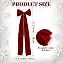 Knitgrip Extra Large Christmas Tree Topper Bows 15.7 x 47.2 Inches Giant Burgundy Christmas Velvet Decorative Bows with Long Streamers for Xmas Tree Wreath Party Holiday Farmhouse Home Decorations