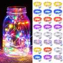 ZGWJ 24 Pack Fairy Lights Battery Operated, 7ft 20 Mini LED Fairy String Lights Silver Wire 3 Modes for DIY, Parties, Wedding, Bedroom, Halloween Christmas Decoration Mixed-Color