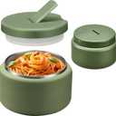 BOSEDSANG 13.5oz Soup Thermo for Hot Food Kids with Buckle Lid Insulated Vacuum Food Jar Wide Mouth Leakproof Stainless Steel Lunch Container (Green)