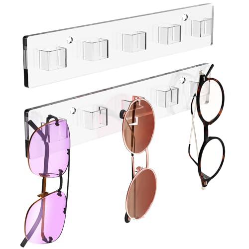 Collwait 1Pack Sunglass Organizer Sunglass Holder for Wall, Acrylic Sunglasses Storage, Clear Sunglass Display Sunglasses Rack, Wall Mounted Glasses Holder for Hanging Your Multiple Eyeglasses