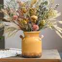 Quoowiit Ceramic Rustic Farmhouse Vase, Distressed Decorative Flower Vase for Home Decor, Ideal Shelf Decor, Yellow Boho Vases for Living Room Bedroom Kitchen Office Centerpiece Table Decorations