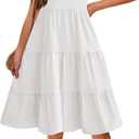 Arshiner Toddler Girl's Summer Sundress Boho Strap Casual Sleeveless Tiered Swing Cami Dresses with Pockets for 3-10 Years (4-5T, White)
